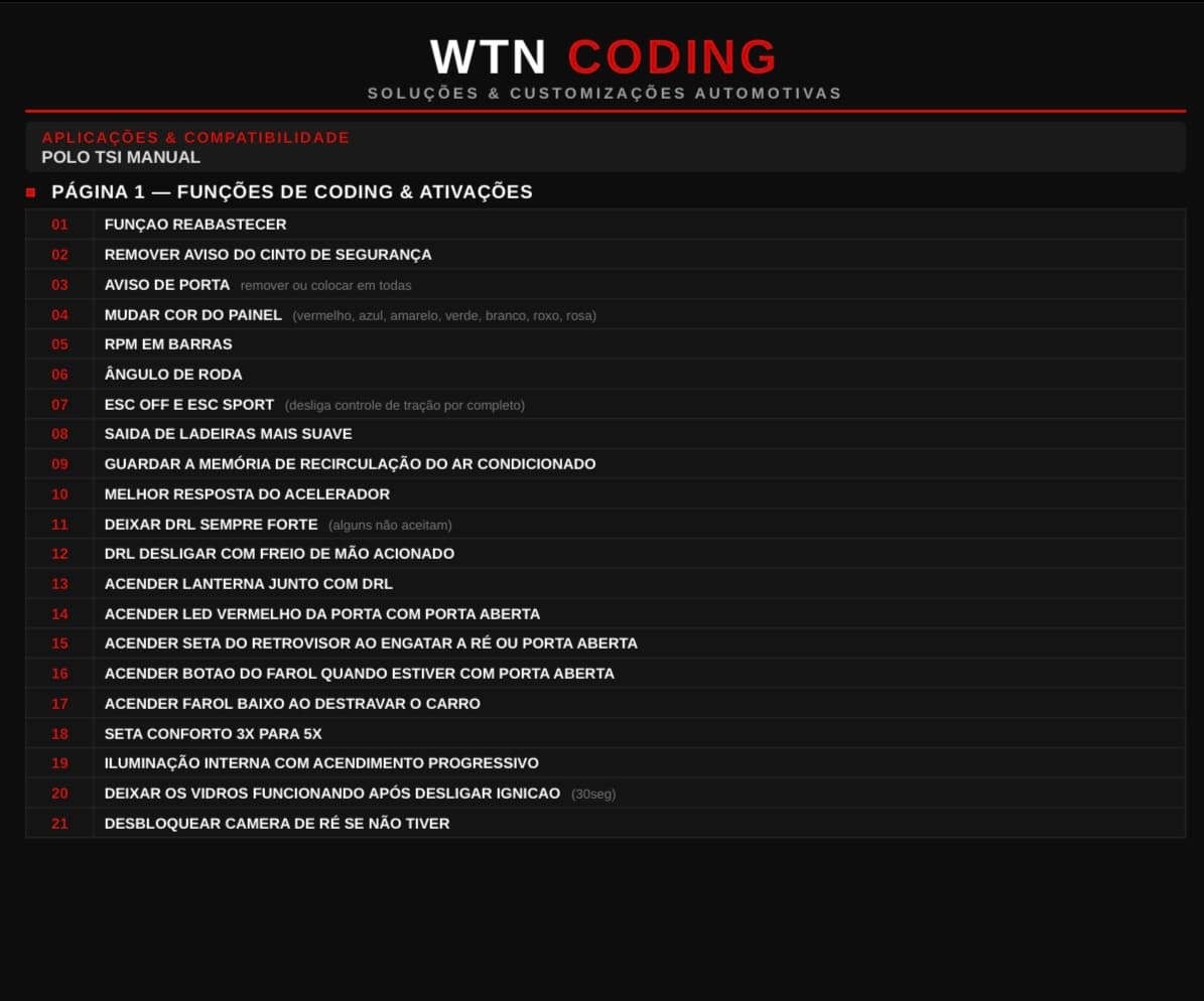 Coding Polo TSI Manual